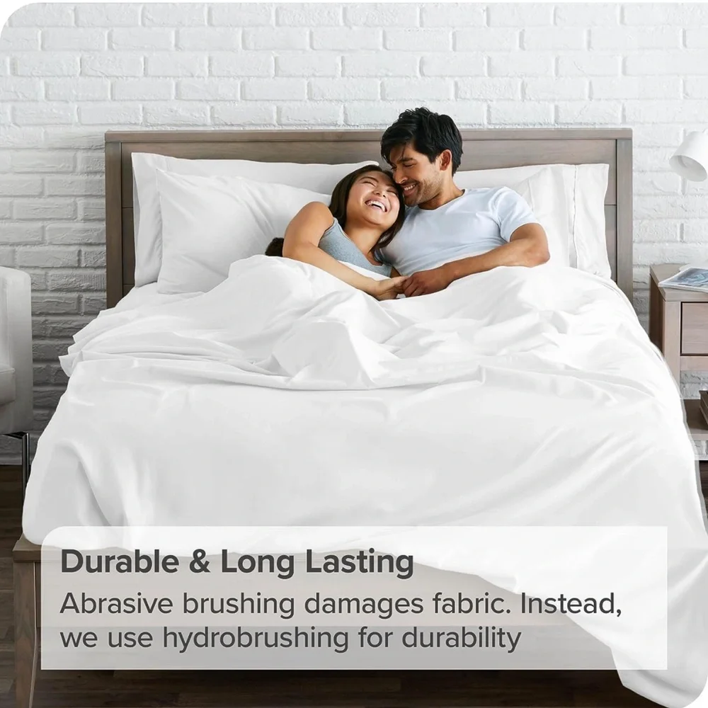 BARE Home Non Toxic 2 Pack Twin/Twin Extra Long White Flat Sheet New